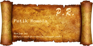 Petik Romola névjegykártya